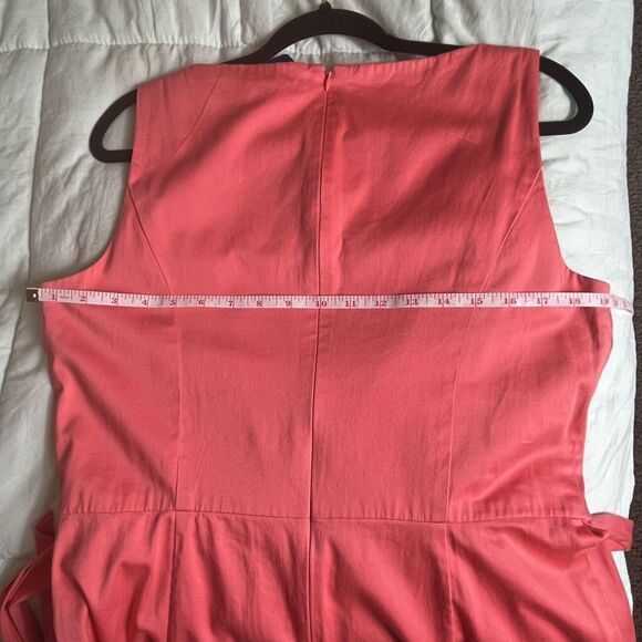 Chaps Coral Pink Fit And Flare Sleeveless Dress with Belt Size 14 NWT MSRP $80 - Picture 10 of 14